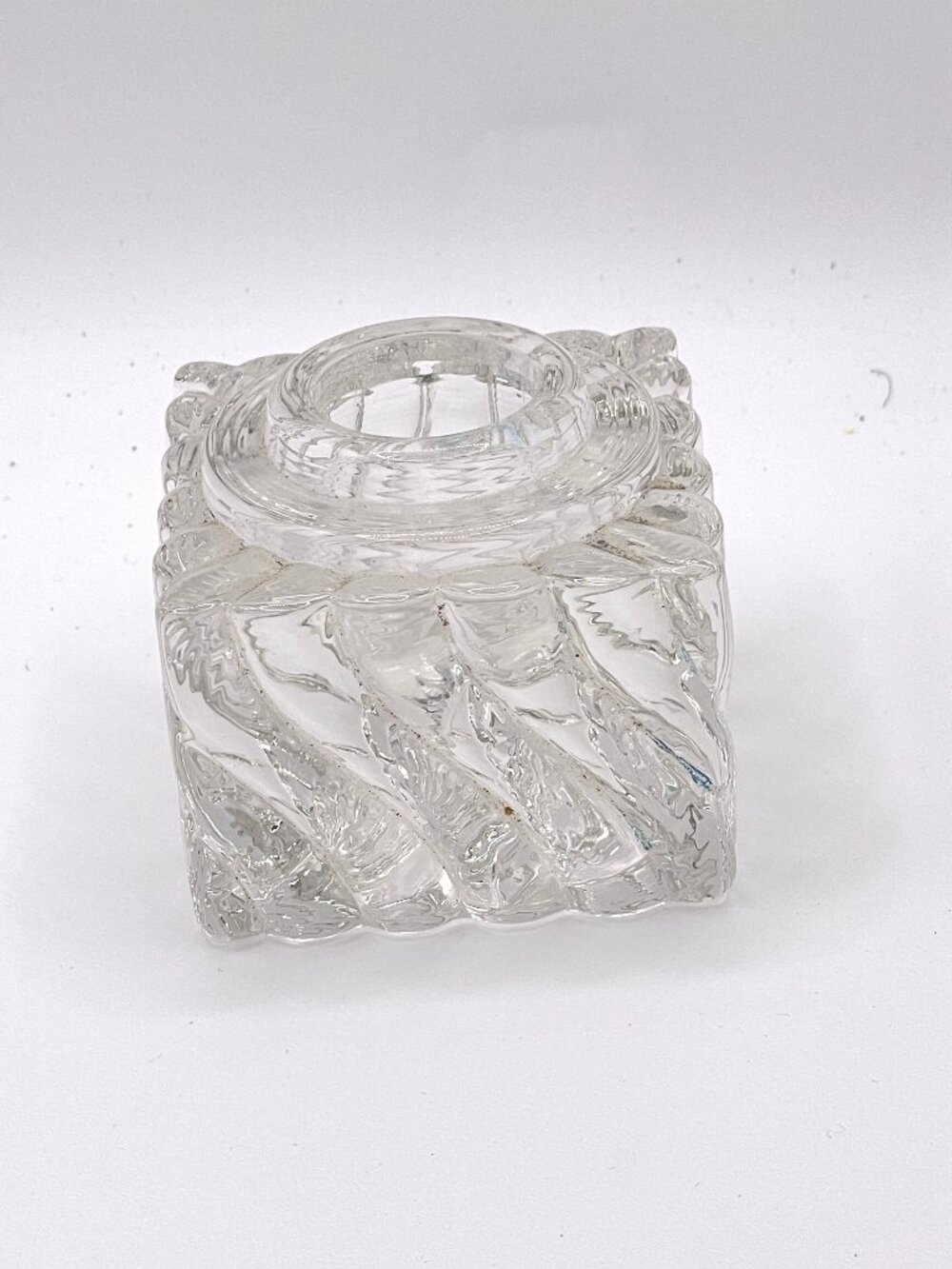 Vintage Pressed Glass Inkwell-Antique Glass Inkwell